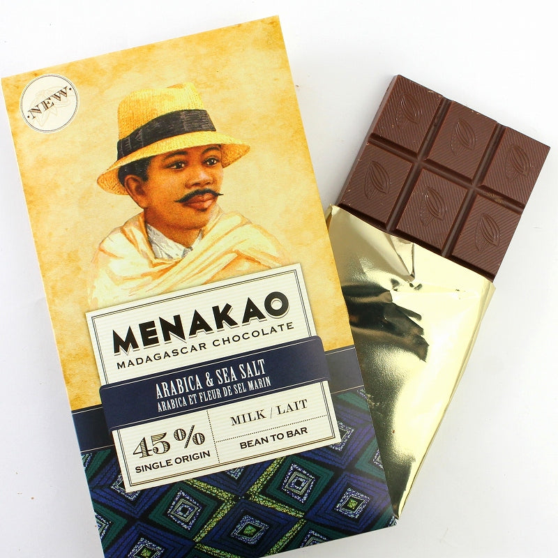 ミルクチョコレート45% アラビカコーヒー アンド フルール・ド・セル 75g【メナカオ】