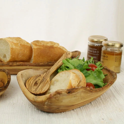 オリーブ木　バター皿ナチュラル　中大　18CM