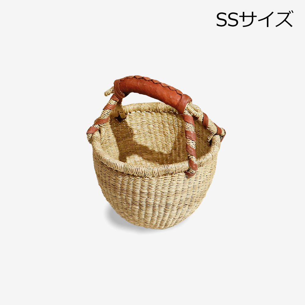 ブルキナバスケット SS M L 選べる3サイズ 丸一本取っ手 無地