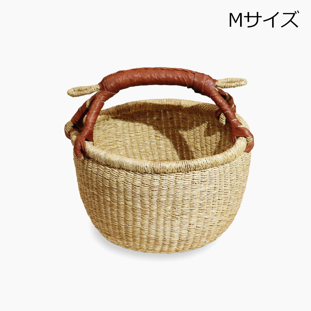 ブルキナバスケット SS M L 選べる3サイズ 丸一本取っ手 無地