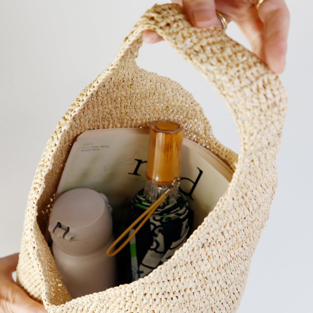 ラフィアかぎ編みバッグ ナチュラル | マンゴロベ