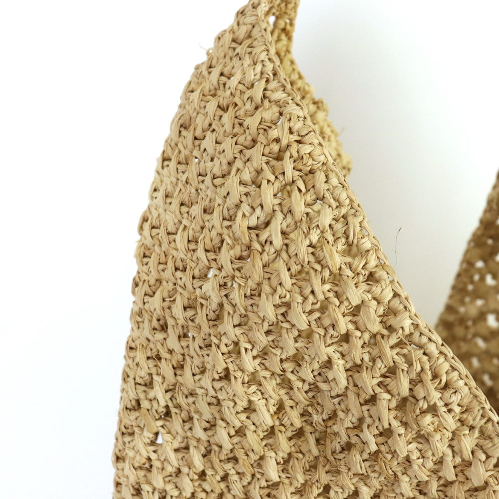 ラフィアかぎ編みバッグ 楕円山縁1本手