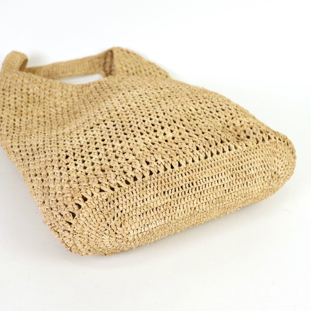 ラフィアかぎ編みバッグ 楕円山縁1本手