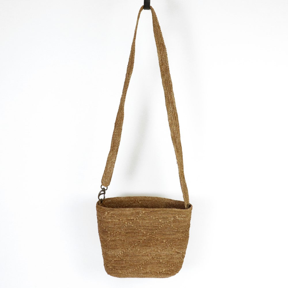 ラフィアかぎ編みバッグ 楕円 菱形 紅茶