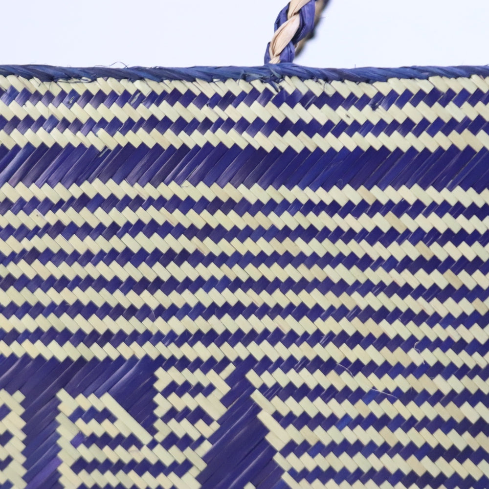 水草かご 長方形ストライプ文字入 青NAT