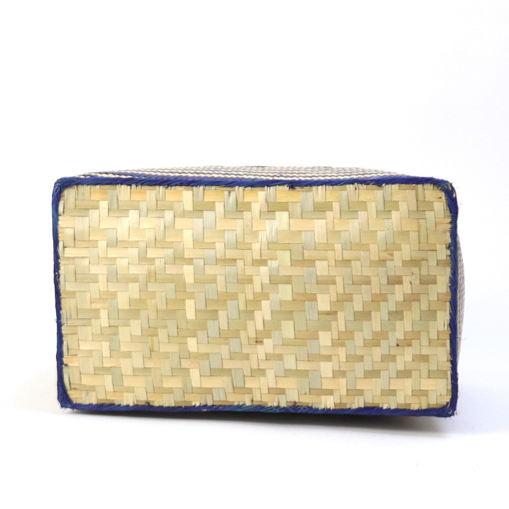 水草かご 長方形ストライプ文字入 青NAT