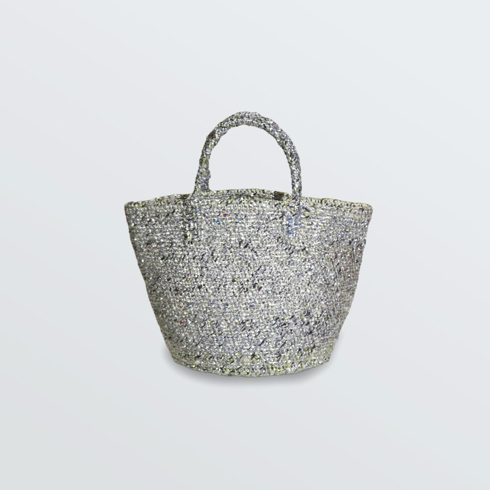 【対象商品】サイザルバッグ プラスチックシルバー Mサイズ 9インチ