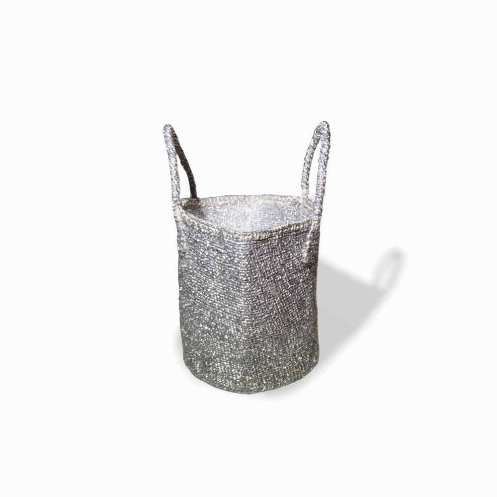サイザルバッグプラスチックシルバープラチナ　9インチ
