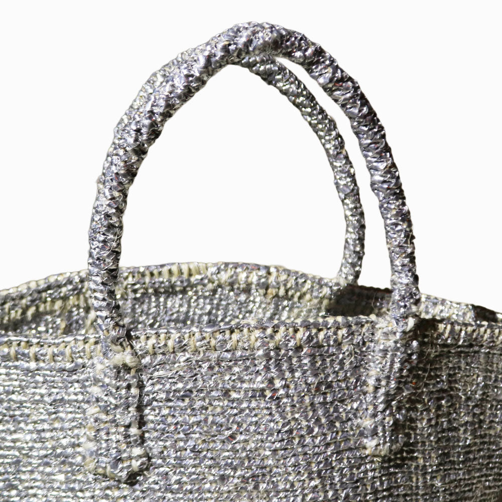 サイザルバッグプラスチックシルバープラチナ　9インチ