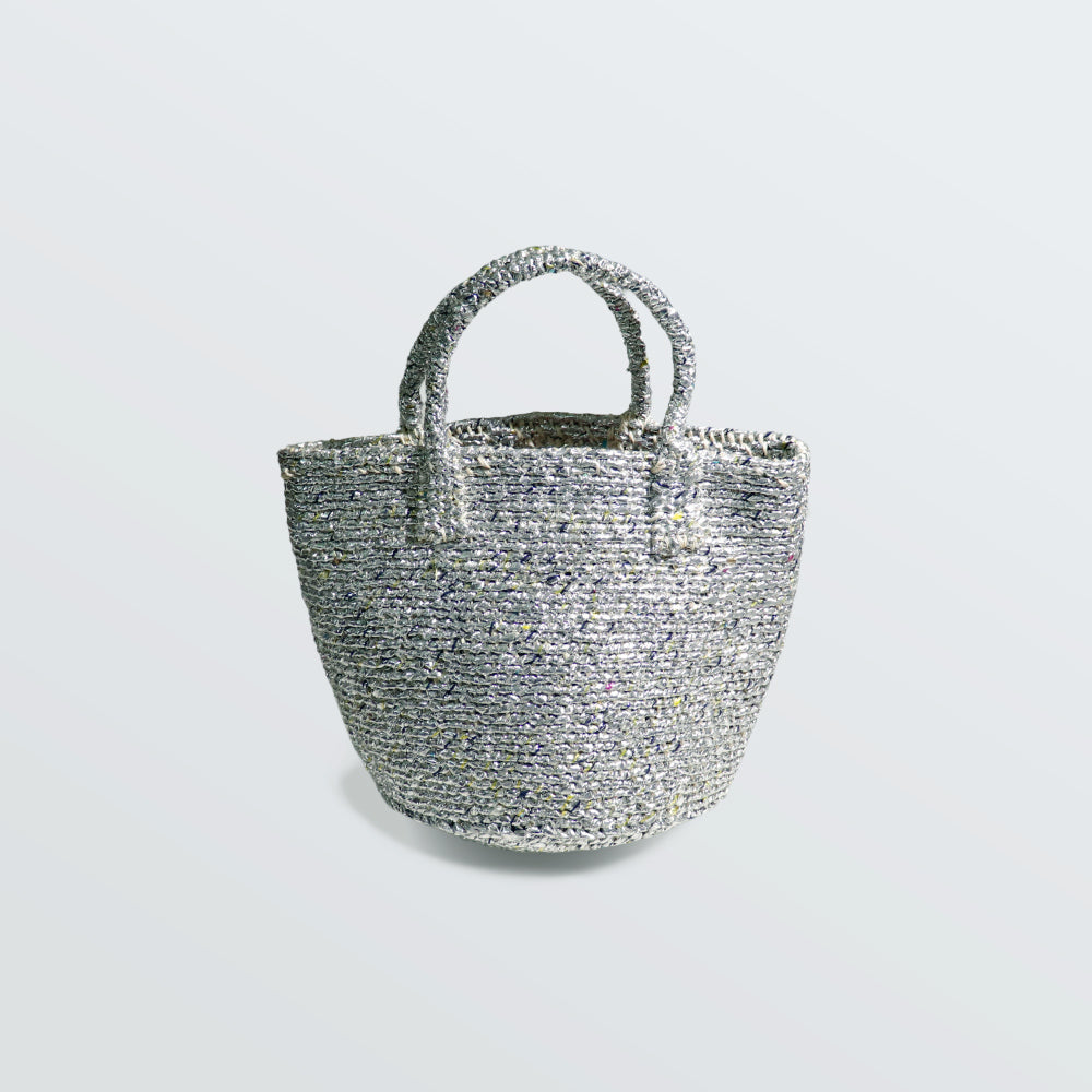 【対象商品】サイザルバッグ プラスチックシルバー Mサイズ 9インチ