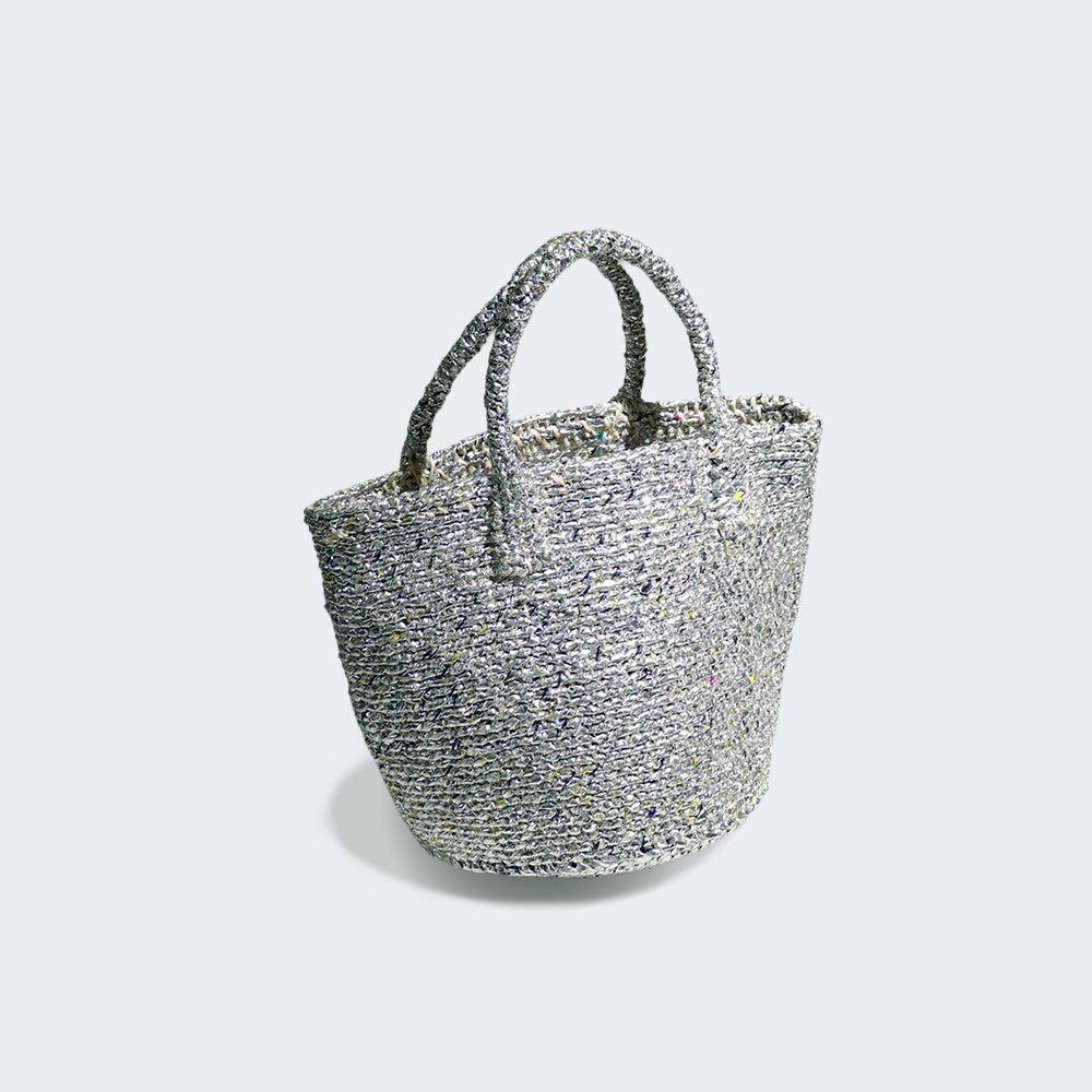 【対象商品】サイザルバッグ プラスチックシルバー Mサイズ 9インチ