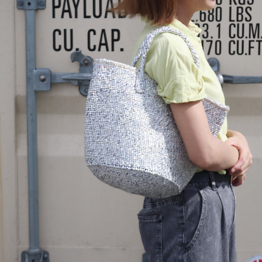 シルバー サイザルバッグ プラスチックシルバー 9インチ