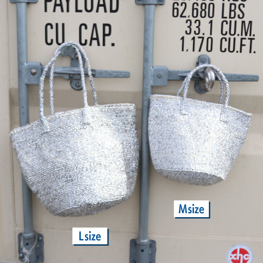 【対象商品】サイザルバッグ　プラスチックシルバー　10x12インチ