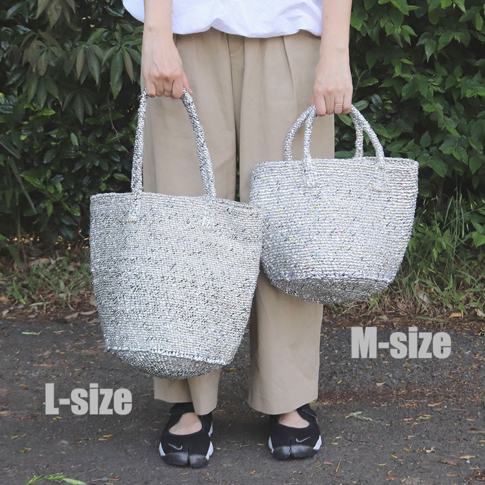 【対象商品】サイザルバッグ プラスチックシルバー Lサイズ 10x12インチ