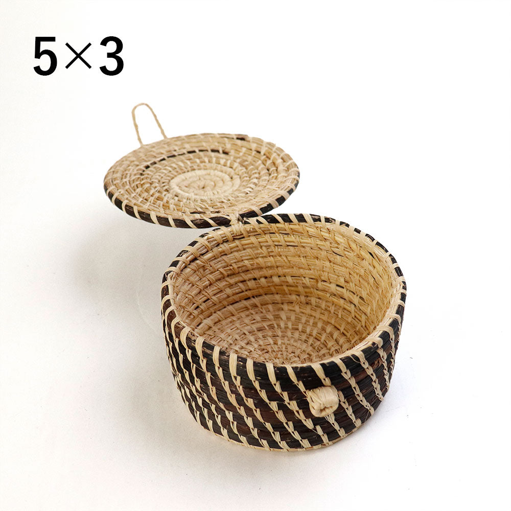 ラフィアバナナかご 蓋付き