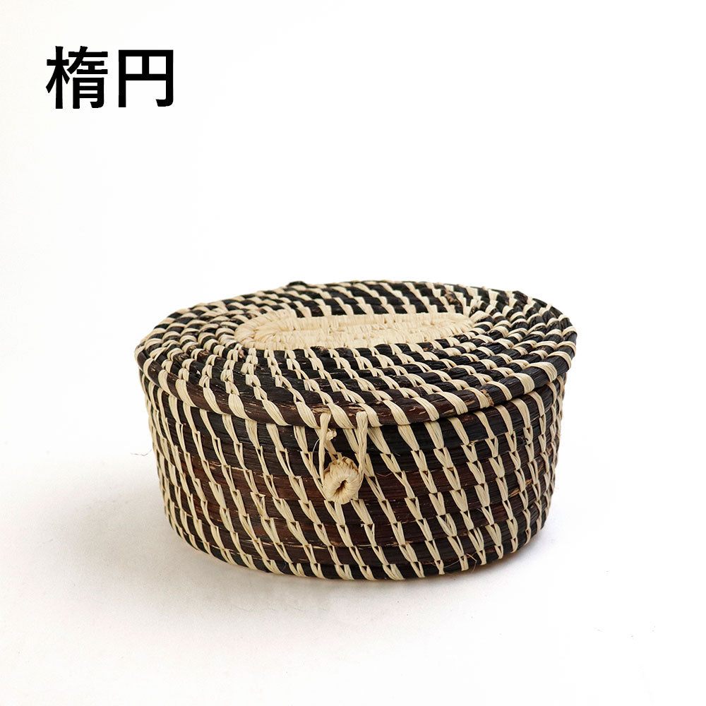 ラフィアバナナかご 蓋付き