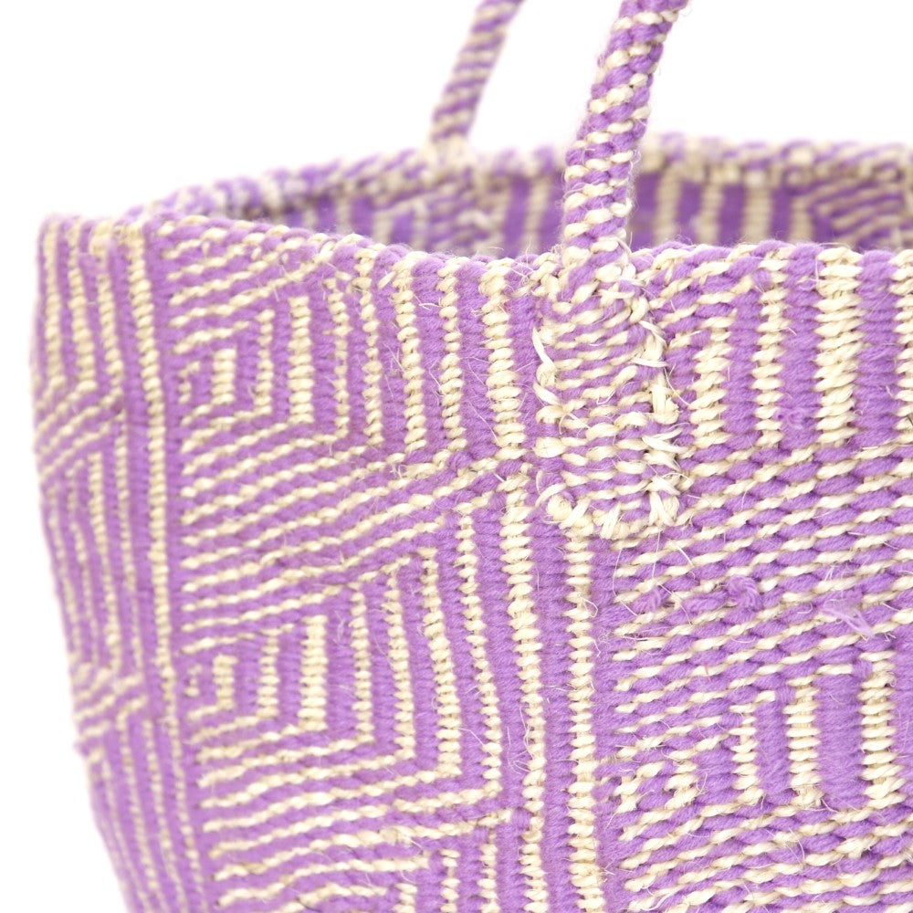 アクリルサイザルバッグ共手12x10 ハンドル短 フラッグ ラベンダー