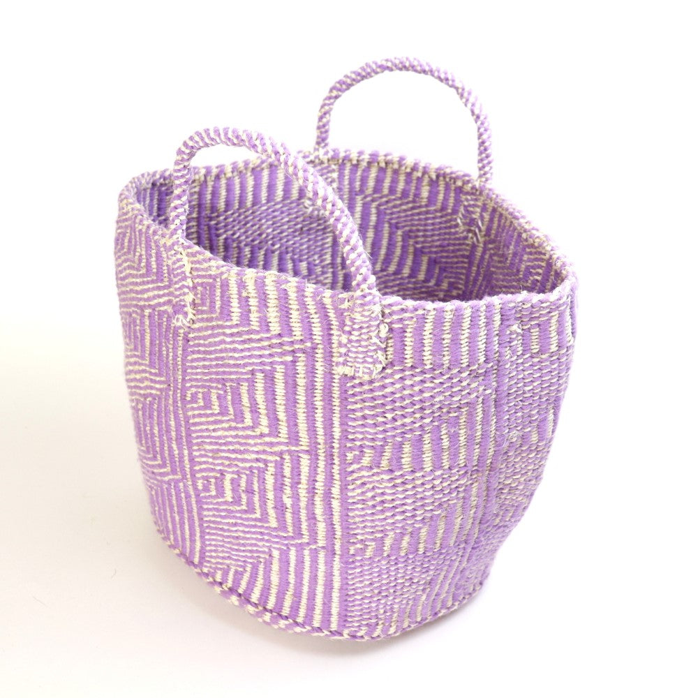 アクリルサイザルバッグ共手12x10 ハンドル短 フラッグ ラベンダー