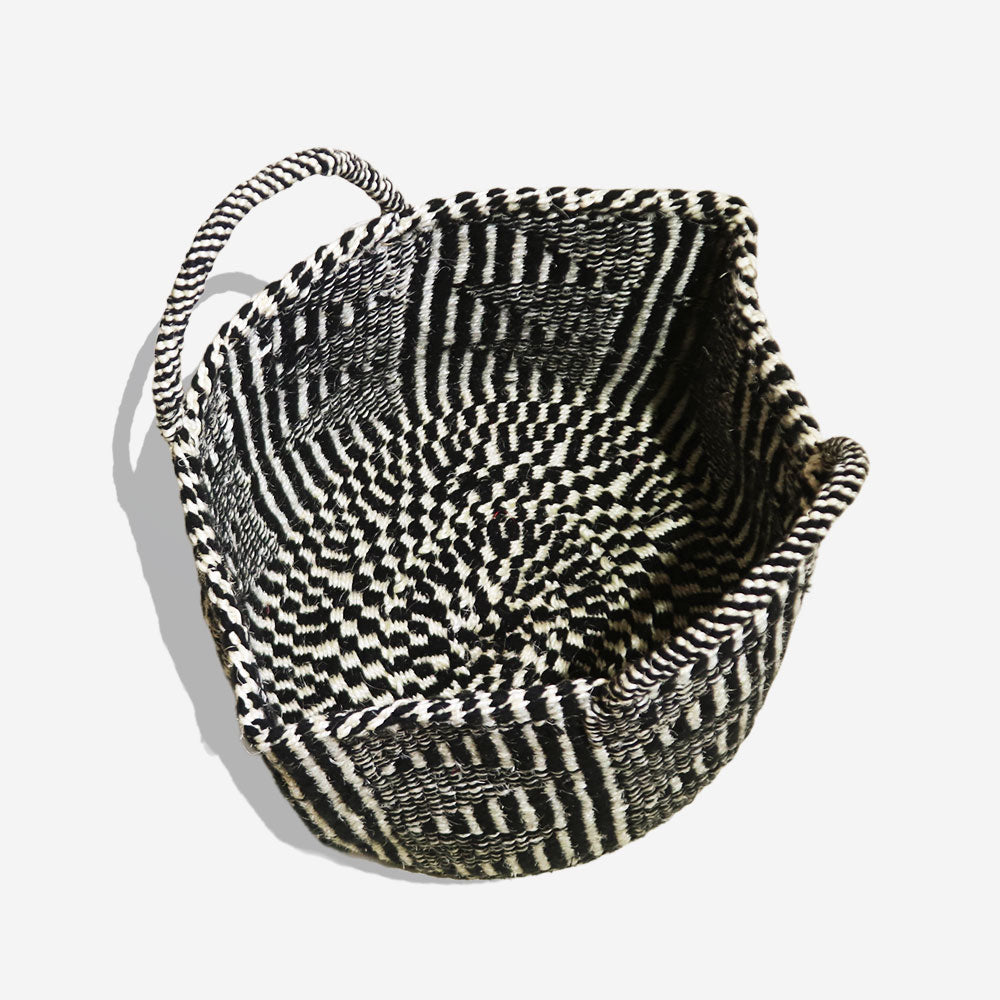 アクリルサイザルバッグ共手12x10 ハンドル短 フラッグ 黒