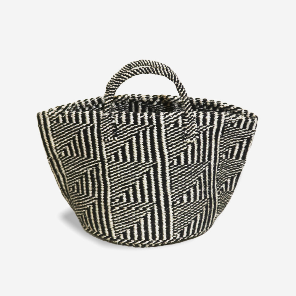 アクリルサイザルバッグ共手12x10 ハンドル短 フラッグ 黒