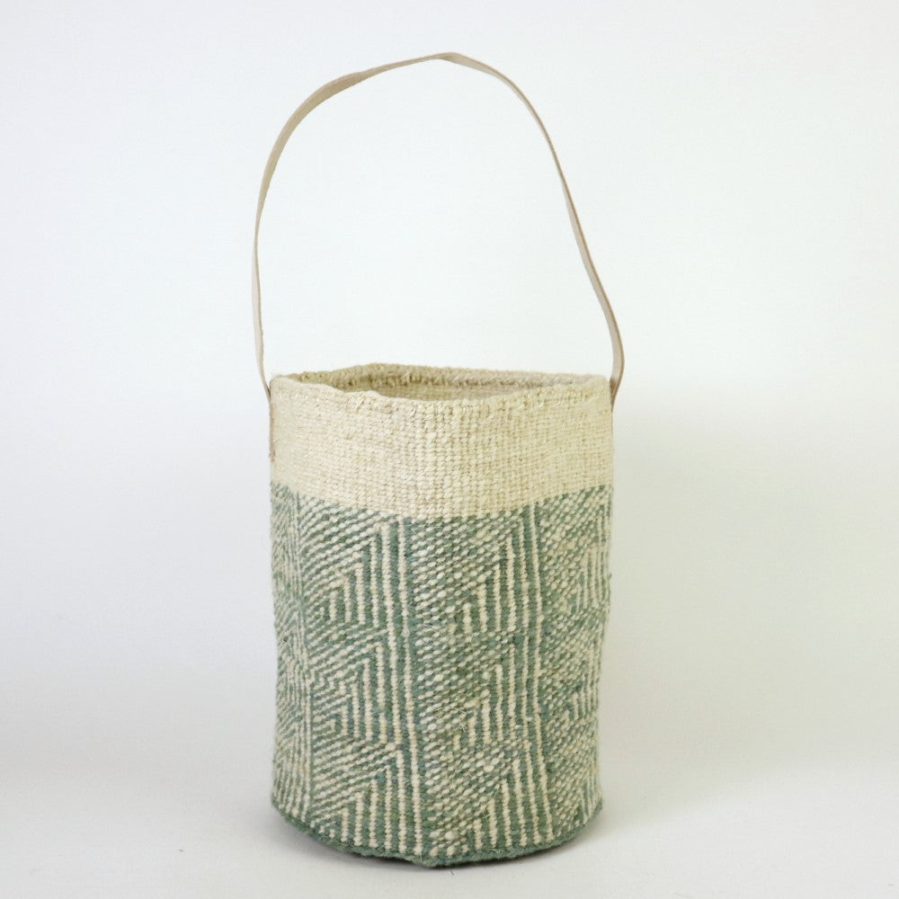 羊毛サイザルバッグ10x12 フラッグプレーン 平革ワンハンドル生成 ミントグリーン