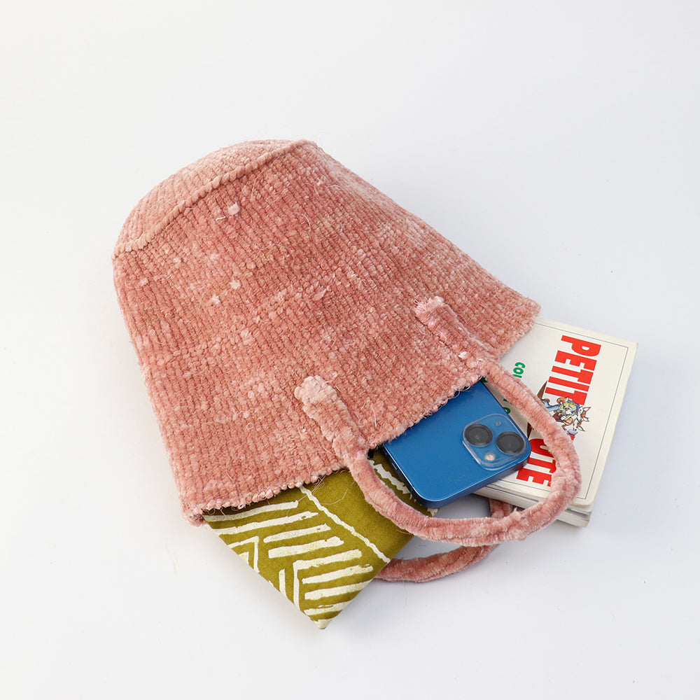 ベロアサイザルバッグ共手ミニ ピンク