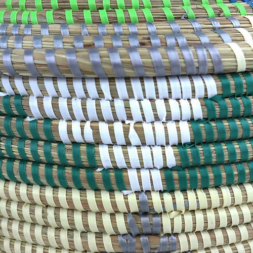 セネガルカゴ 蓋付き 三角段々柄 紺