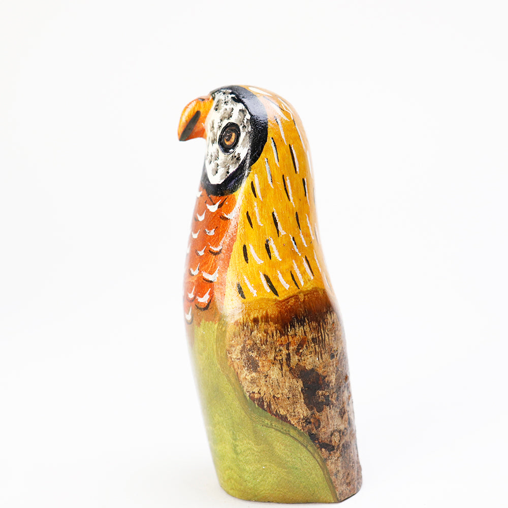 木製鳥 フクロウ オブジェ 3カラー 白/赤/緑 | マンゴロベ