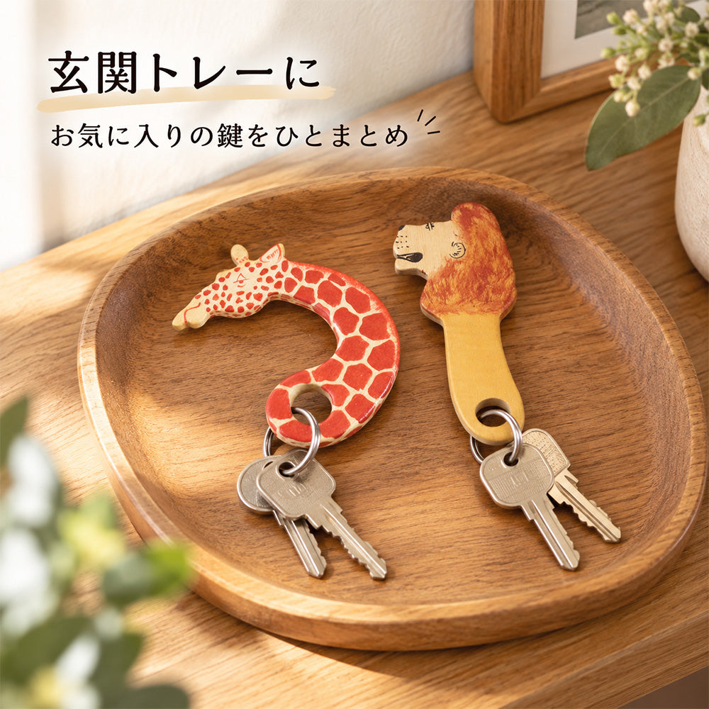 メル動物 キーリング 木製 動物 キーホルダー ゾウ ライオン シマウマ キリン ヒョウ チーター カバ ロバ ケニア アフリカ雑貨 手作り ギフト プレゼント