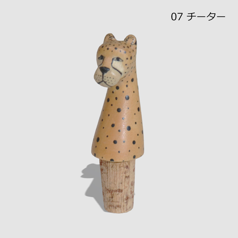 メル動物 コルク ボトルストッパー 木製 ライオン シマウマ キリン ヒョウ チーター サイ ゴリラ ワイン ケニア アフリカ雑貨 木彫り 手作り ギフト プレゼント