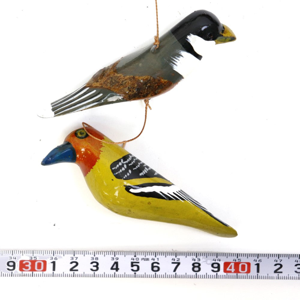 ケニアの木製鳥モビール 二列 アソートカラー