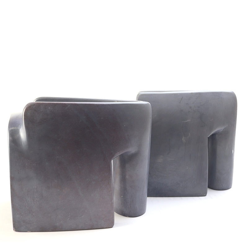 ソープストーン アブストラクト ゾウ 薄グレー 大