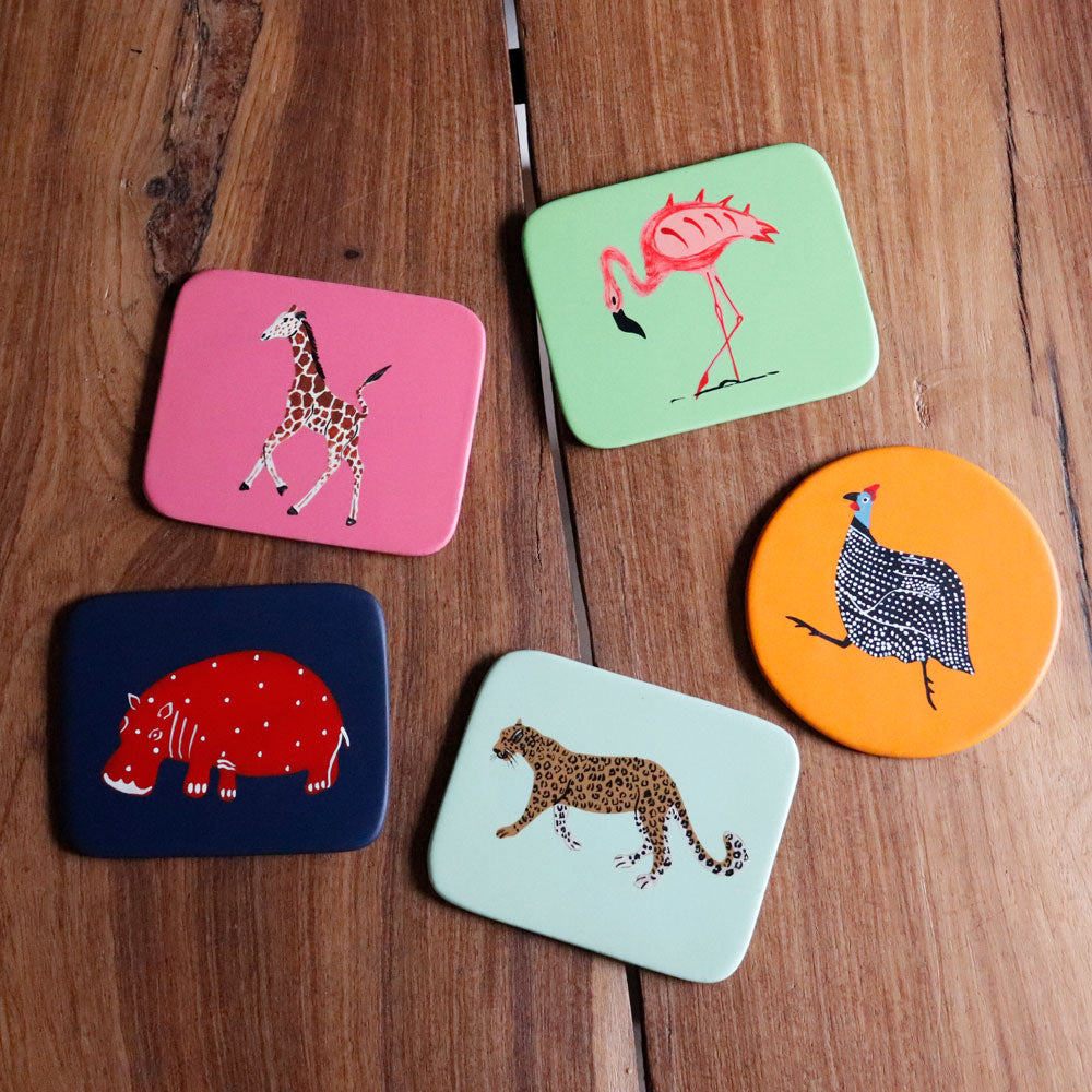 ハンドペイント動物コースター