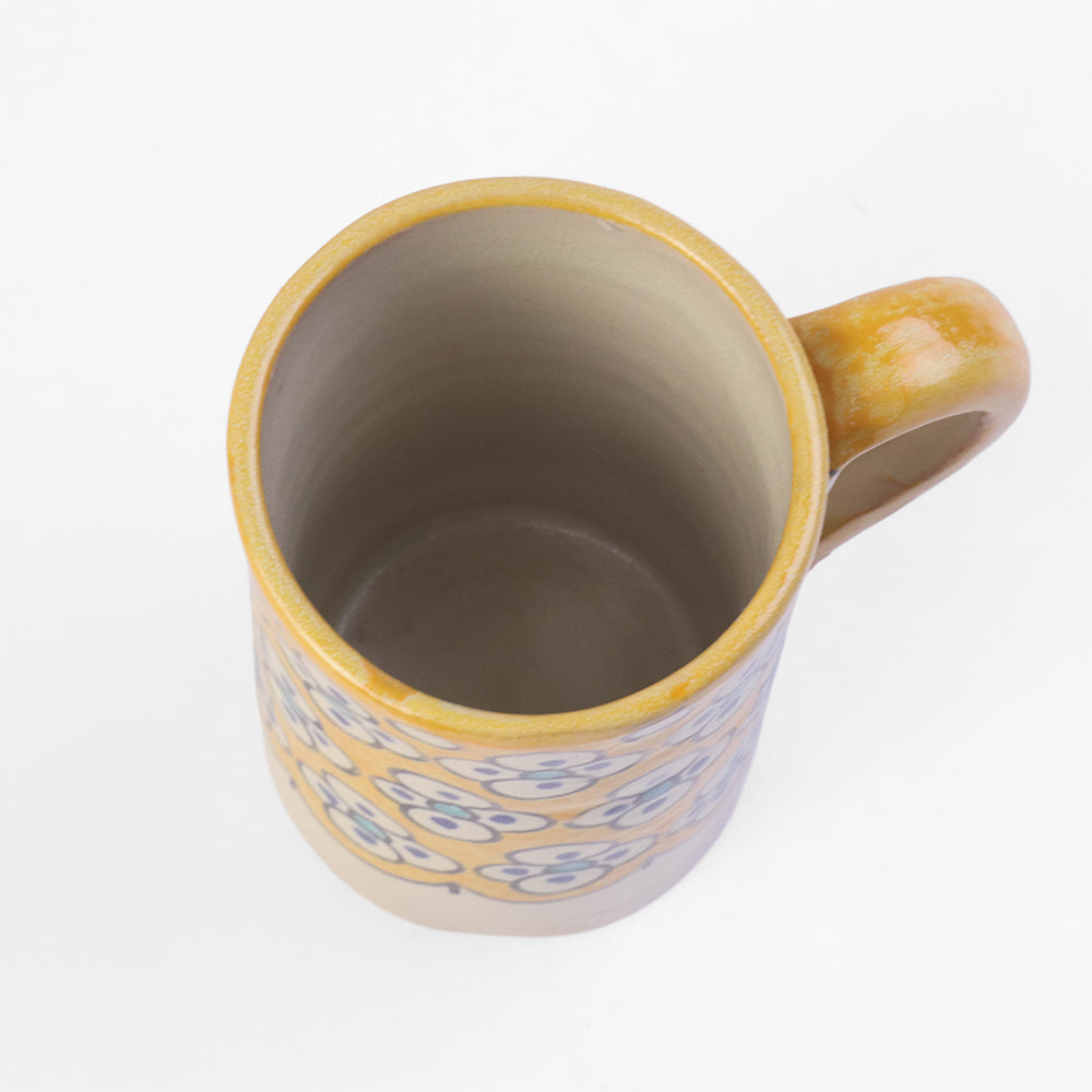 フェズ陶器飾りカップ 黄【実店舗在庫品】