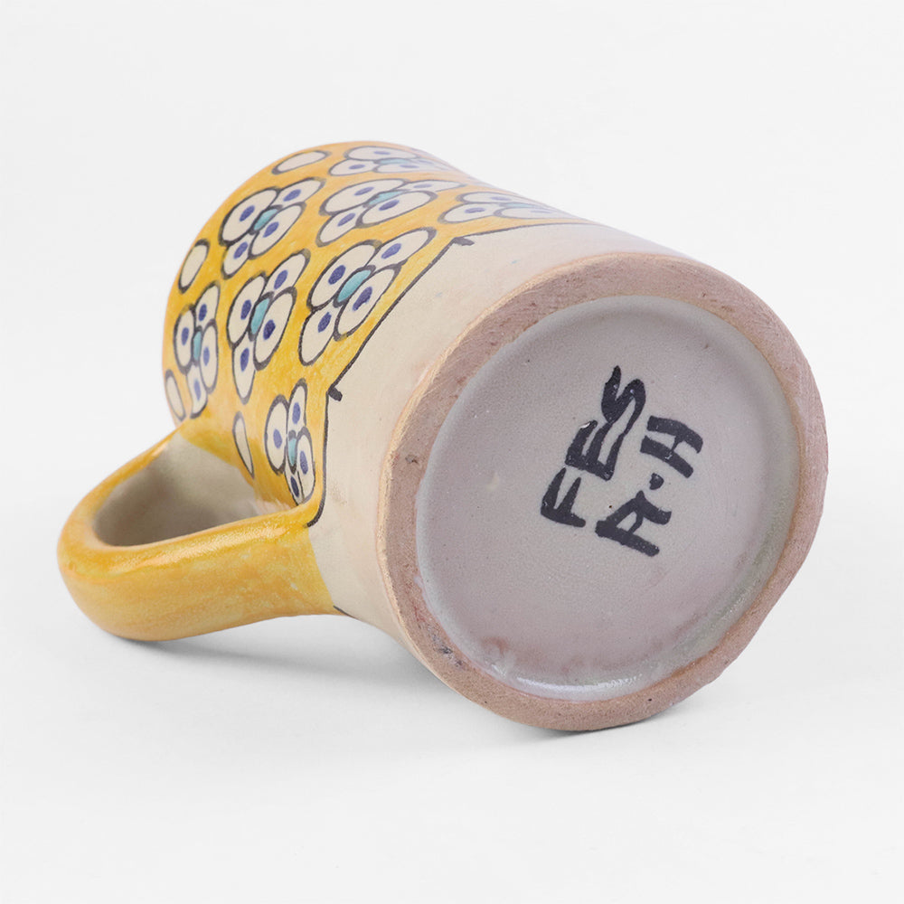 フェズ陶器飾りカップ 黄【実店舗在庫品】