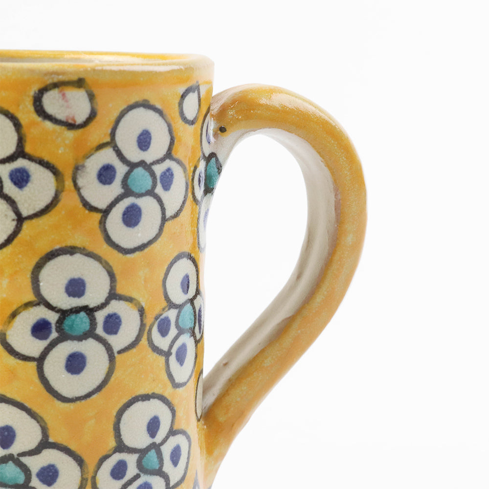 フェズ陶器飾りカップ 黄【実店舗在庫品】