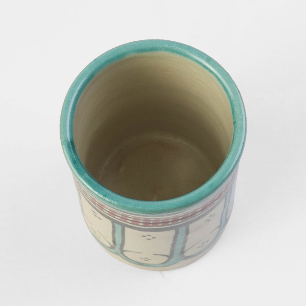 フェズ陶器飾りコップ 緑【実店舗在庫品】