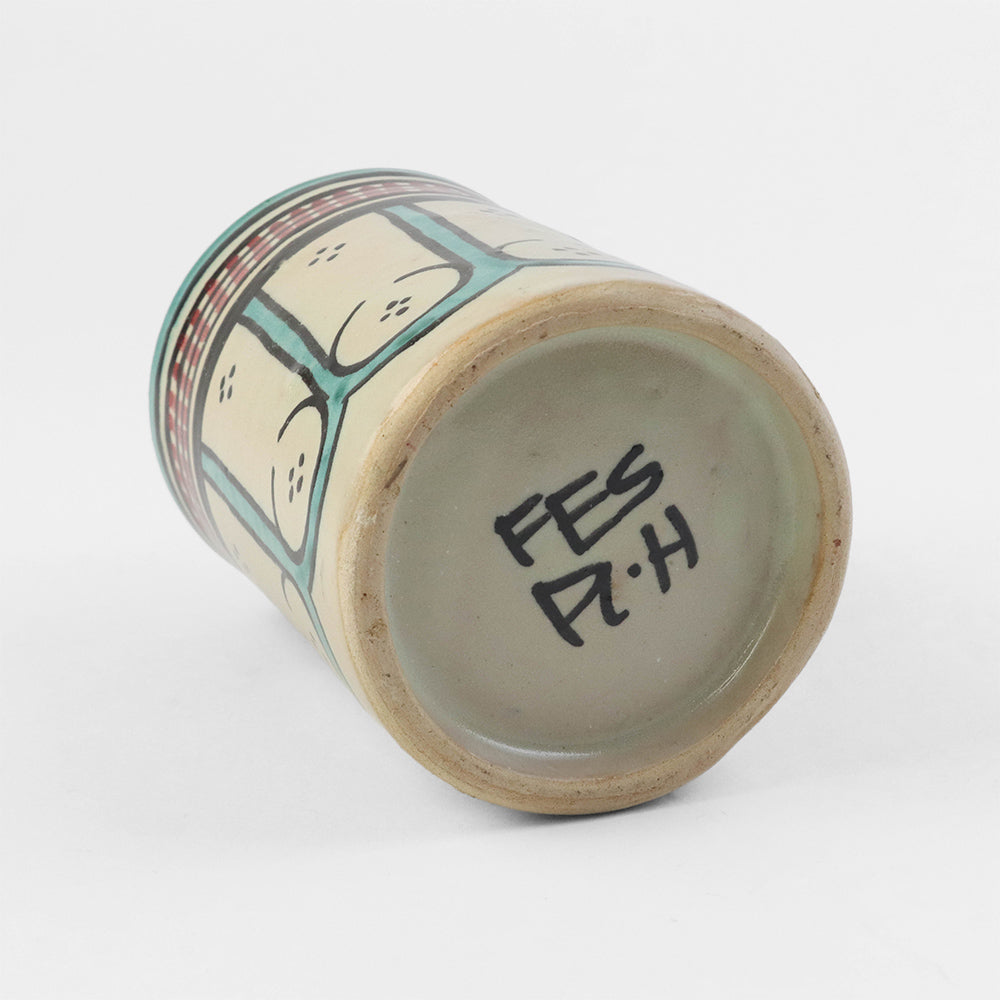 フェズ陶器飾りコップ 緑【実店舗在庫品】