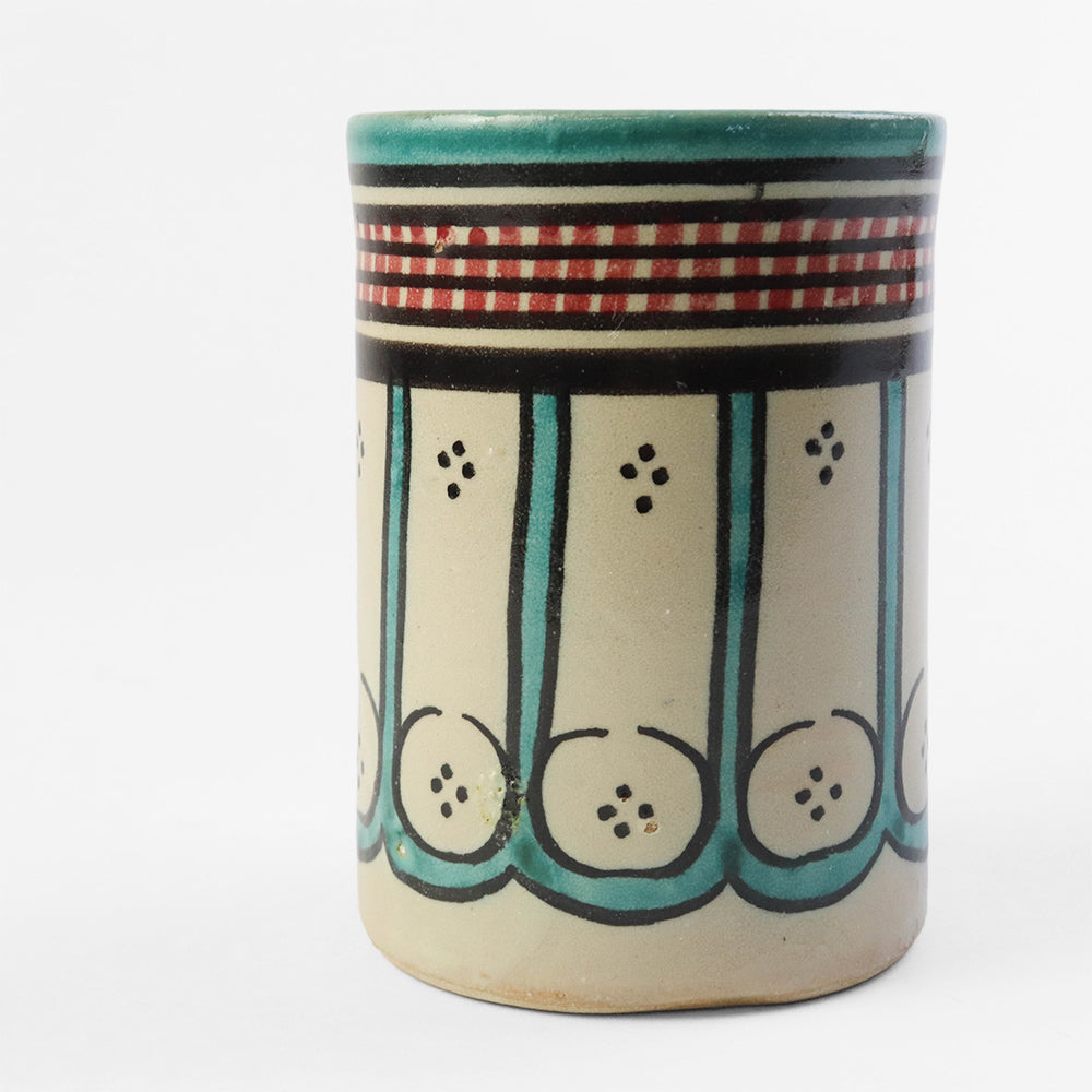 フェズ陶器飾りコップ 緑【実店舗在庫品】