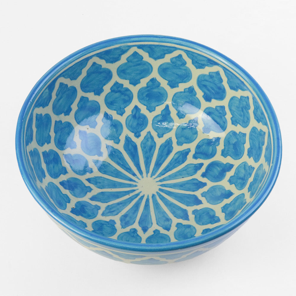 フェズ陶製小物入れボウル 直径26cm 水色【実店舗在庫品】
