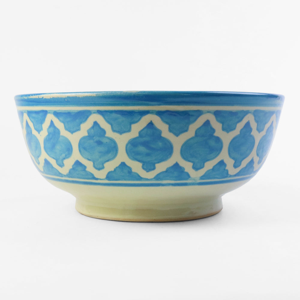 フェズ陶製小物入れボウル 直径26cm 水色【実店舗在庫品】