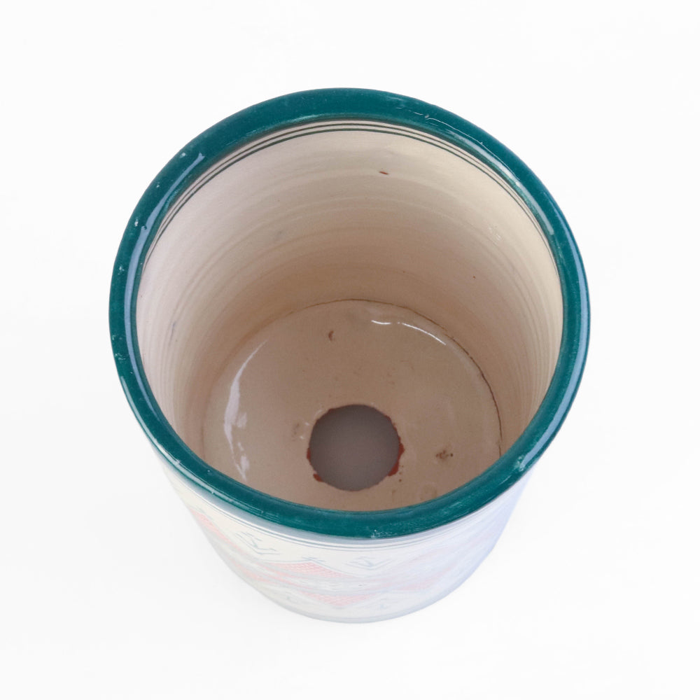 陶器鉢植え SALAH ダークグリーン赤【実店舗在庫品】