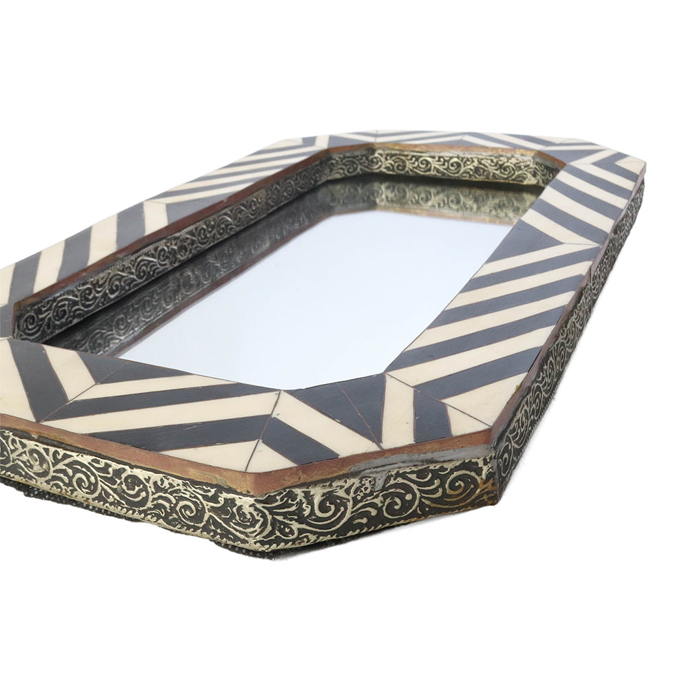 モロッコ 骨装飾鏡 細長