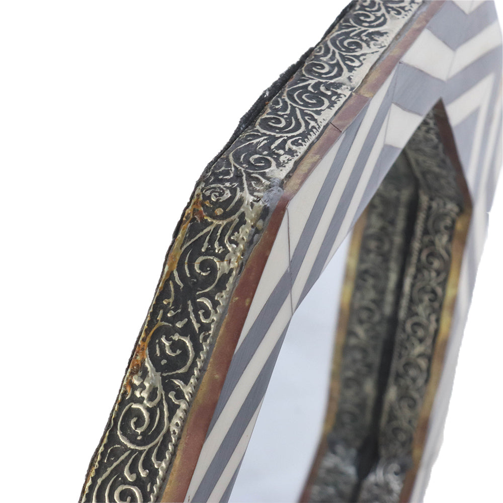 モロッコ 骨装飾鏡 八角形 中【実店舗在庫品】