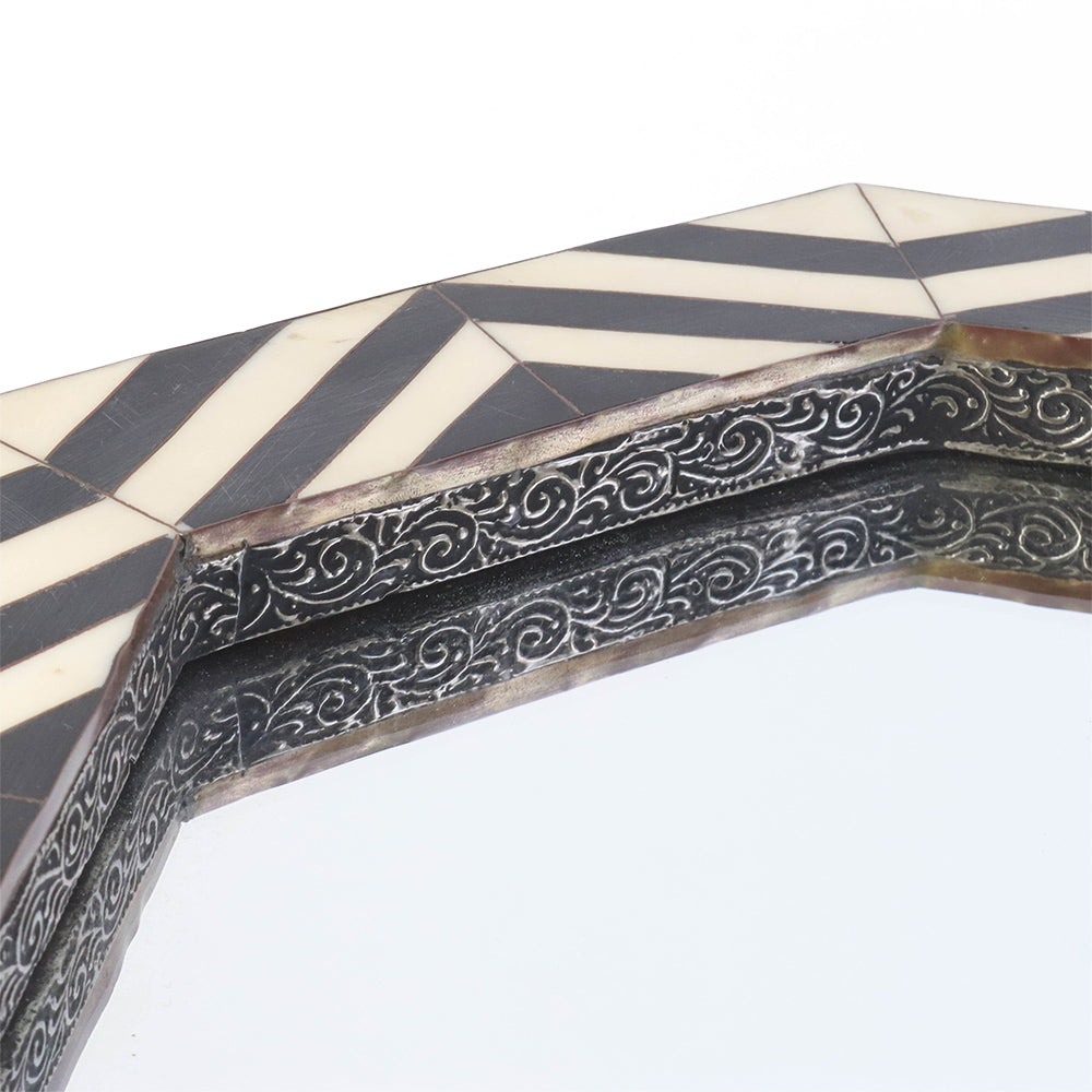 モロッコ 骨装飾鏡 八角形 中【実店舗在庫品】