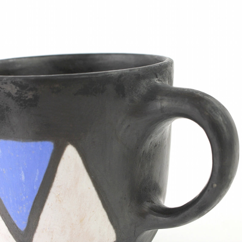 ムコノビエンタロ陶器 カップ 大 0380 トライアングルブルー