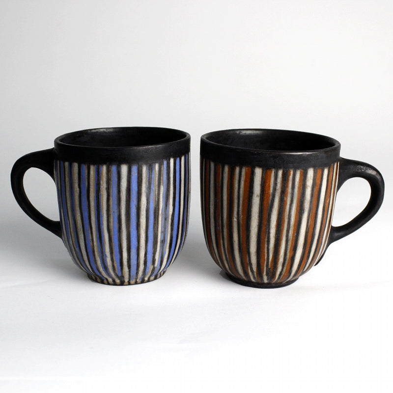 ムコノビエンタロ陶器 カップ 大 0668 ストライプオレンジ