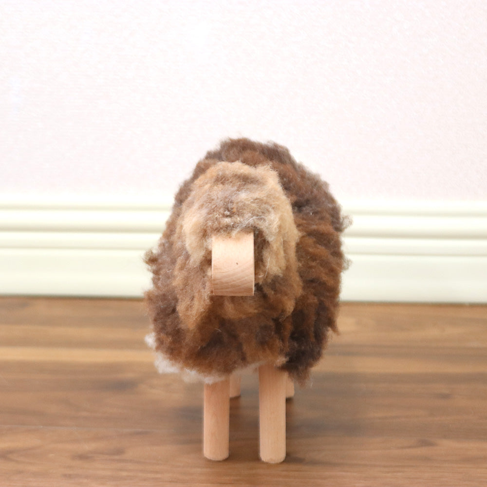 ふわふわヒツジ置物 ミニ三毛 18CM