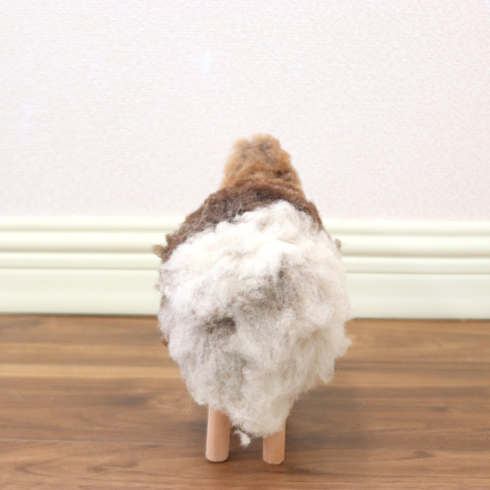 ふわふわヒツジ置物 ミニ三毛 18CM