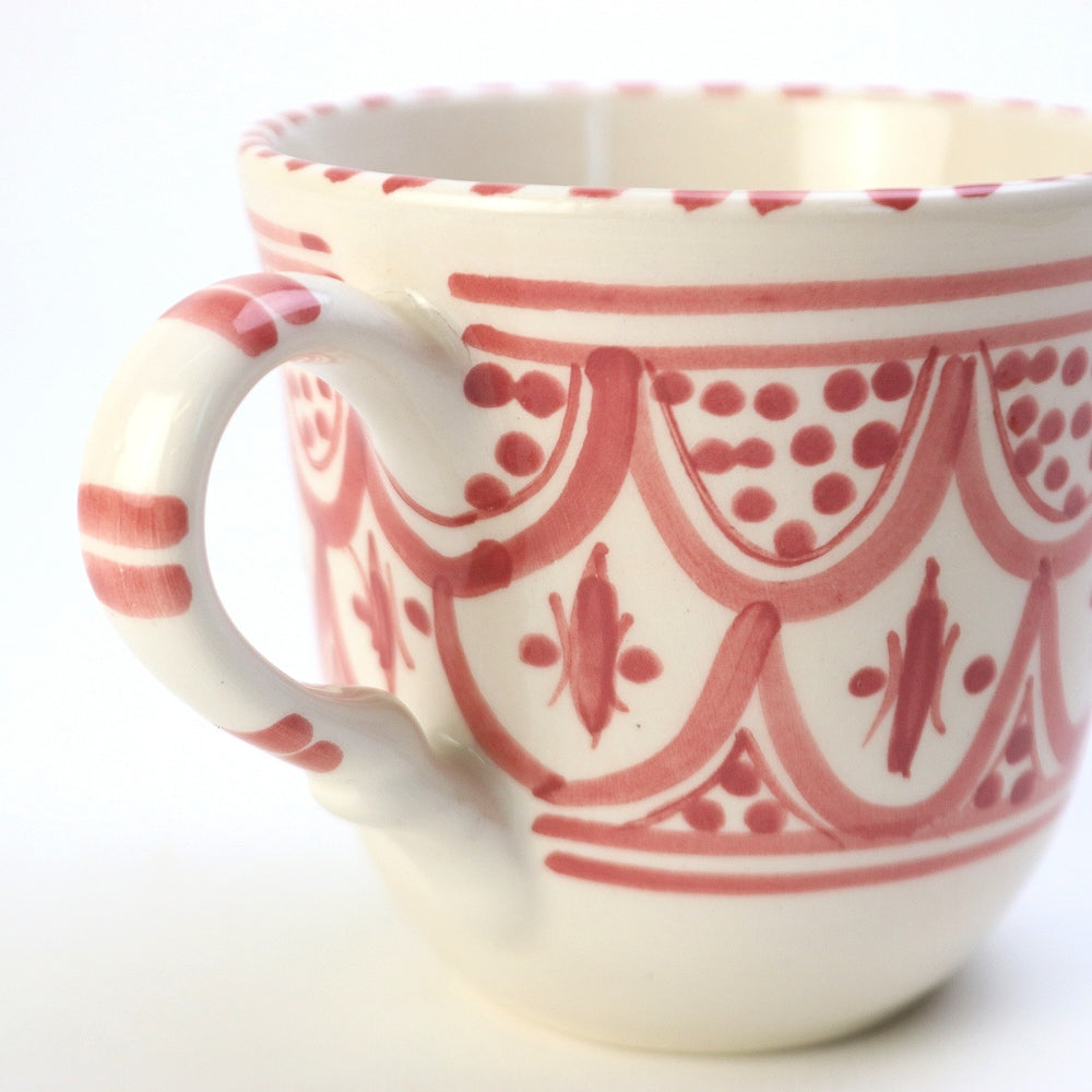 スラマ チュニジア製陶器 手描きマグカップ オリエンタルローズ